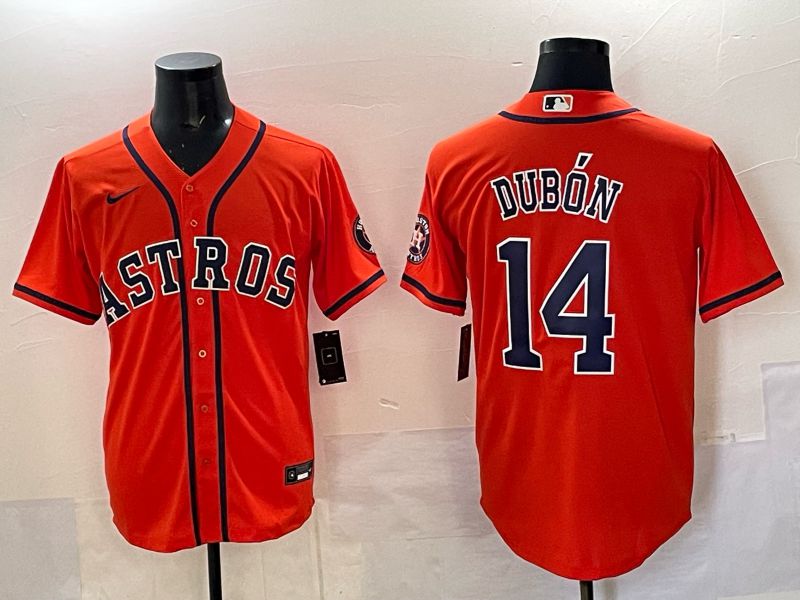 Men 2025 Houston Astros 14 Dubon Orange Nike MLB Jersey 03